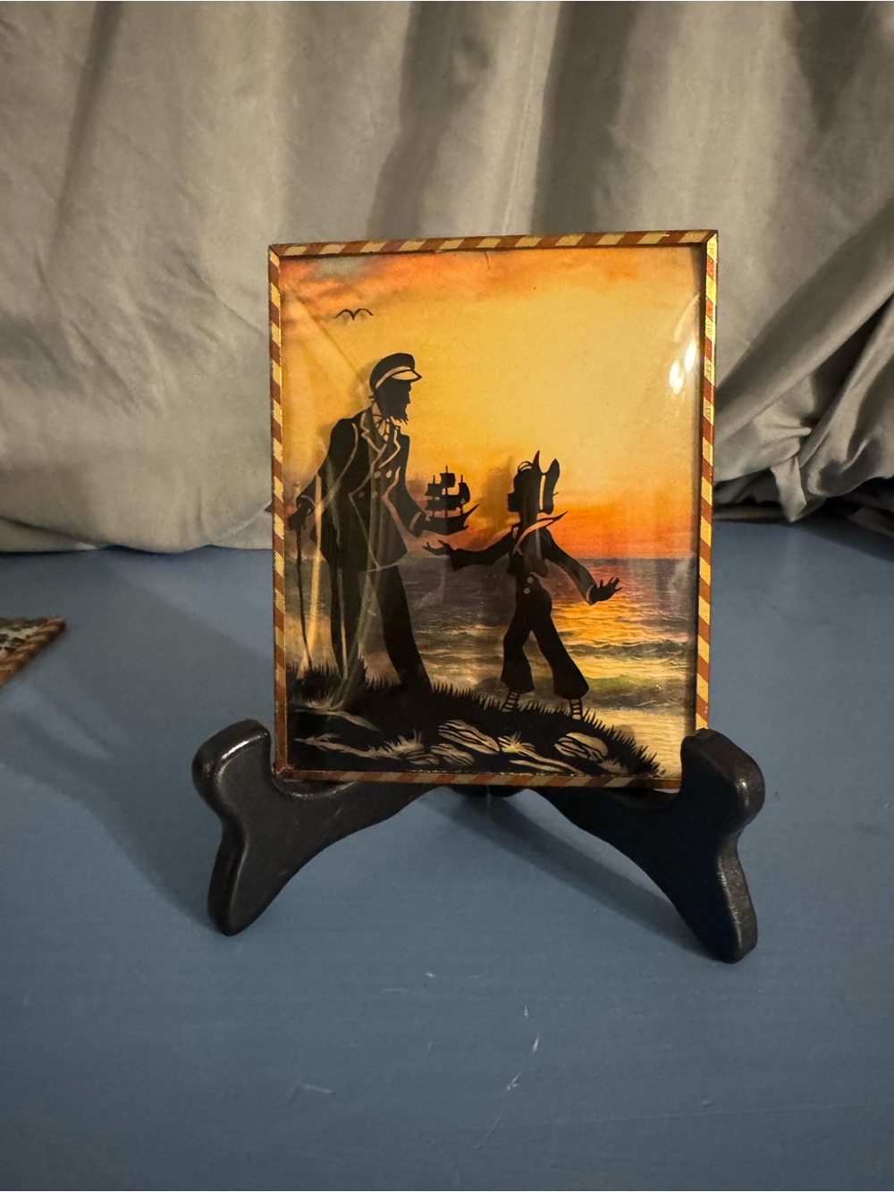 Silhouette Nautical Sunset Plaque - Orange Yellow Black